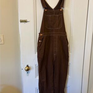 Reformation Chocolate Brown Bib Overalls Jumpsuit